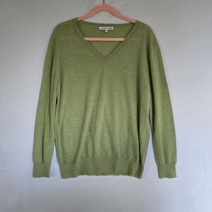 The Cashmere Project Mens 100% V Neck Cashmere Sweater Green Sz L